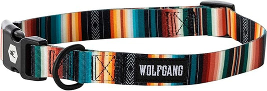 Wolfgang Heavy Duty, Adjustable Dog Collar with Quick Release Nylon Buckle for Walking & Training, LostArt Print, Small