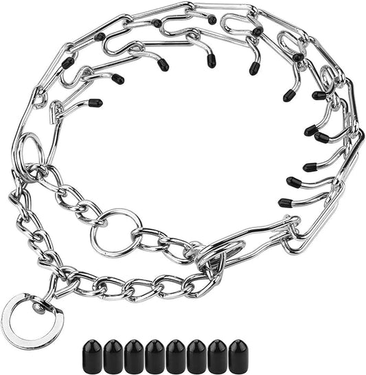Prong Collars for Dogs, No Pull Dog Collar, Dog Training Collar for Large Medium Small Dogs, Stainless Steel Adjustable with Comfort Rubber Tips (M, 3.0mm, 19.8-Inch)