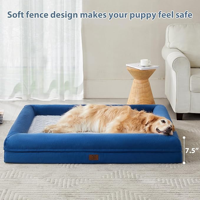 WNPETHOME Orthopedic XXXL Big Dog Bed, Washable Dog Couch with Removable Waterproof Cover, Large Pet Sofa Bed with Bolster Sides for Sleeping