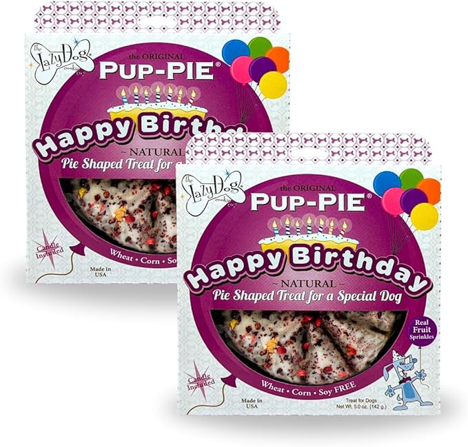 The Lazy Dog Pup-Pie - Original Pup-Pie - Happy Birthday Dog Treat for a Special Dog, 5 oz (Pack of 2, Pie)