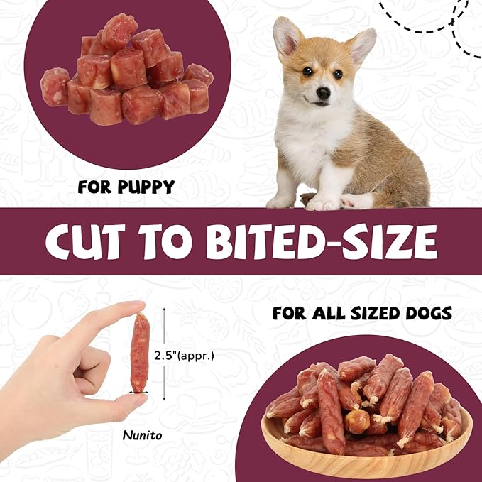 Dog Treats Duck Cheese Sausage for Dogs, Fresh Duck, 12.5oz/355g, 1% Taurine Addded, Rawhide Free, Training & Rewards Dog Snacks