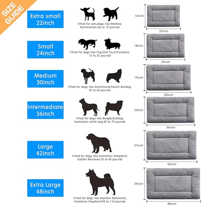 VERZEY Crate Pad for Large Dogs Fit Metal,Ultra Soft Bed Washable & Anti-Slip Kennel Pad for Dogs Cozy Sleeping Mat,Gray 42inch