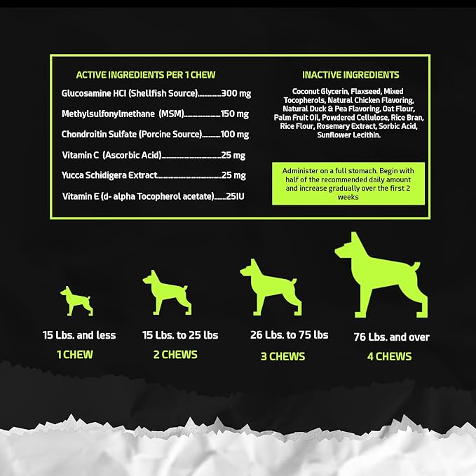 POINTPET Glucosamine for Dogs, 120 Count - Hip & Joint Supplement - Dog Mobility Soft Chews with Chondroitin & MSM - Supplement with Omega 3