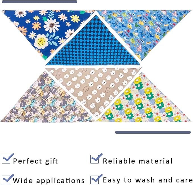 50PCS Large Dog Bandanas Large Breed XL Bulk for Extra Large Dog Big Bandanas Pack Kerchief Washable Triangle Bibs Head Scarves Scarfs Random Patterns for Boys and Girls Grooming Accessories