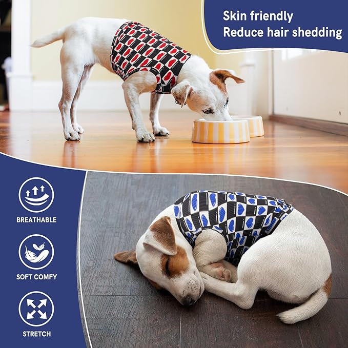 Dog Shirts Quick Dry Summer Cooling Love Heart Printing Dogs T-Shirt,Red+Blue M
