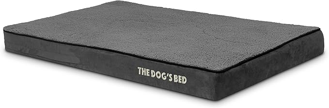 The Dog’s Bed Orthopedic Memory Foam Dog Bed, XL Grey Plush 46x28x4, Pain Relief for Arthritis, Hip & Elbow Dysplasia, Post Surgery, Lameness, Supportive, Calming, Waterproof Washable Cover