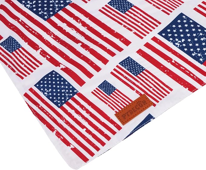 PTDECOR American Flag Dog Bandana 4th of July Dog Bandanas Reversible Triangle Patriotic Bandanas for Small Dogs Pets (Flag, Small)