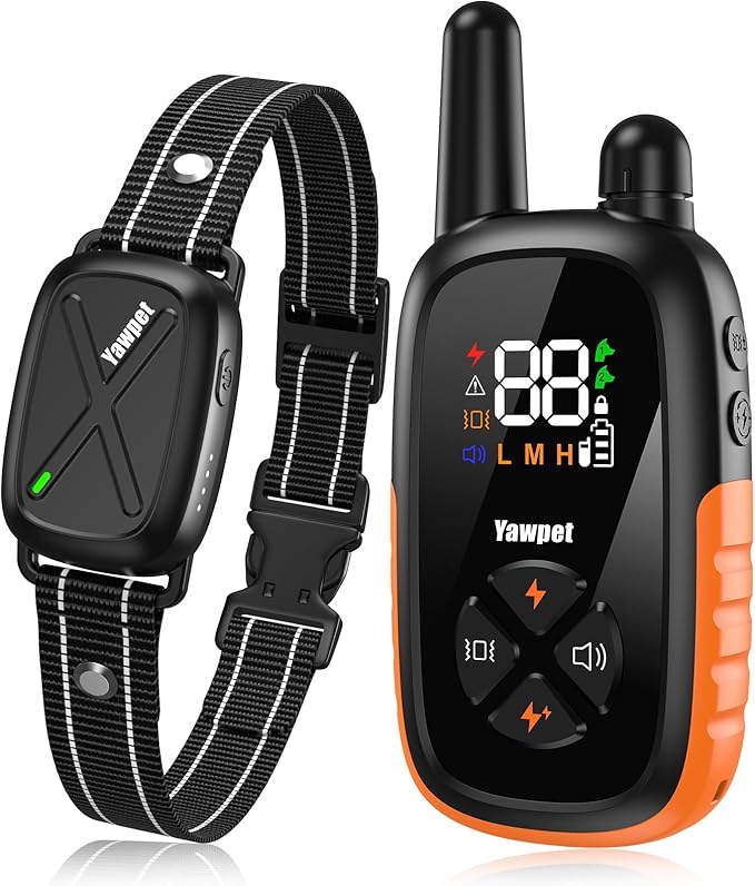 Dog Shock Collar with Remote - Dog Training Collar Waterproof, Rechargeable E Collar for Dogs Training with Vibration, Electric Shock, Beep, Security Lock, Shock Collar for All Breeds, Size