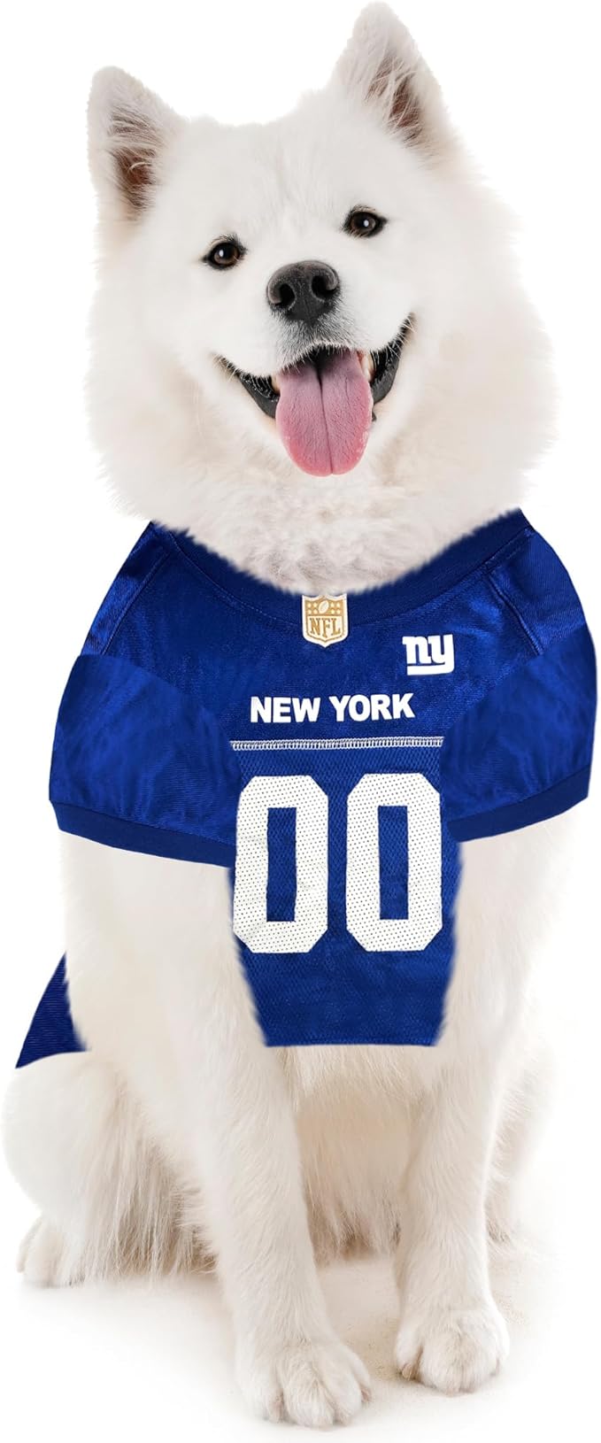 Pets First NFL New York Giants Dog Jersey, Size Large - Best Football Costume for Dogs & Cats - Licensed Shirt