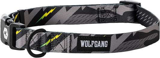 Wolfgang Heavy Duty, Adjustable Dog Collar with Quick Release Nylon Buckle for Walking & Training, DarkSkies Print, Large