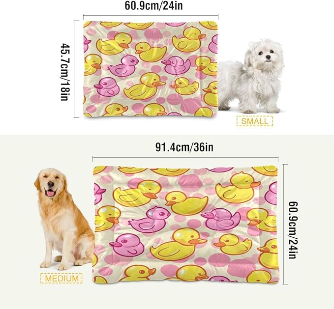 Yellow Pink Ducks Dog Cat Bed, Rectangle Comfortable Pet Bed, Ultra Soft Calming for Small Medium Dogs, 18" x 24"