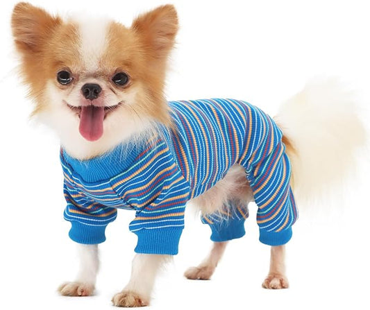 LOPHIPETS Dog Pajama Onesie for Small Bichon Clothes Apparel-Blue/XL