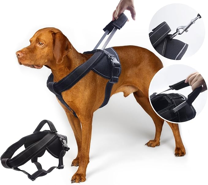 Heavy Duty Dog Harness for Large Dogs, No Pull Dog Vest Harness with Handle Extensible, Reflective Stitching (XL)