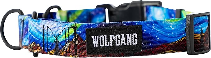 Wolfgang Heavy Duty Martingale Dog Collar with Quick Release Nylon Buckle for Walking & Training, StarryWolf Print