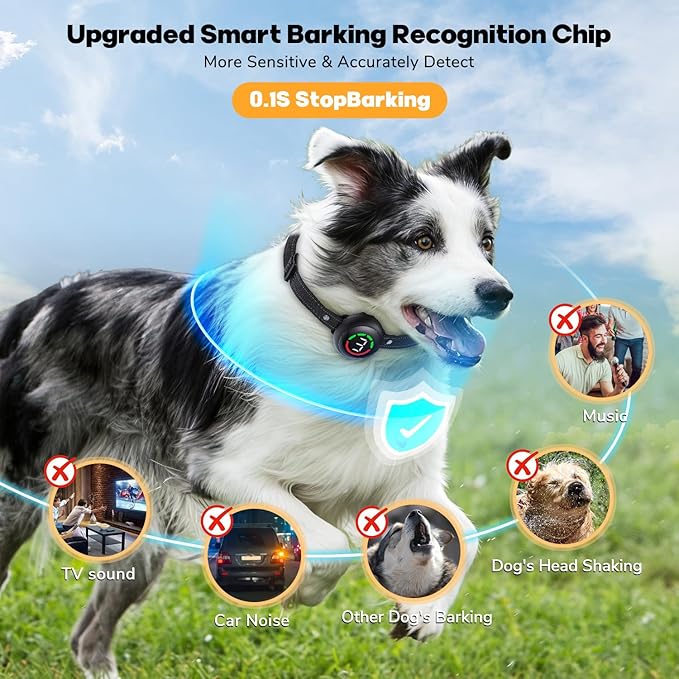 Bark Collar for Large Dog & Medium Dogs, Birkhey Dog Bark Collar, Rechargeable Waterproof Automatic Bark Shock Collar, Anti Barking Collar with Beep Vibrating Shock, 5 Sensitivity
