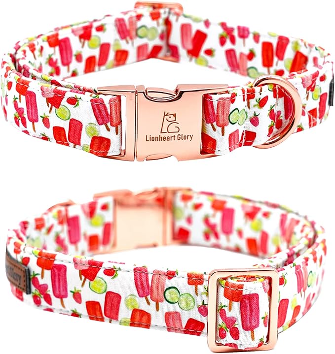 Lionheart glory Dog Collar, Dog Collar with Bow, Popsicle Print Girl or Boy Dog Bowtie Collar Cute Pet Collar Gift for Large Dog