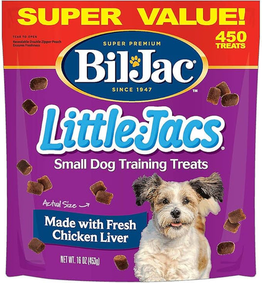 Bil-Jac Little Jacs Small Dog Training Treats - Soft Chicken Liver Dog Treats for Puppy Rewards - Real Chicken, No Fillers, 16oz Resealable Double Zipper Pouch (3-Pack)