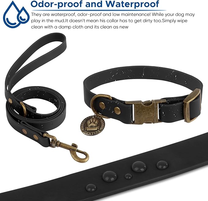 Wisedog Dog Collar and Leash Set Combo: Adjustable Pet Collars with Dog Leashes for Small Medium Large Dogs, Includes 1 Bonus of Poop Bag Holder (XS(Collar:8.5"-12";Leash:4 ft), Black)