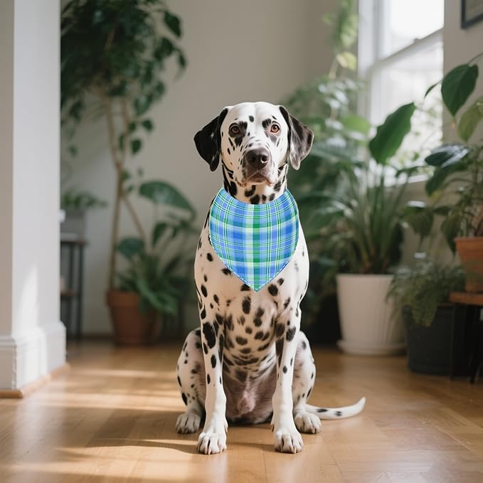 30 Pcs Large Plaid Dog Bandanas XL Polyester Dog Bandana Bulk Reversible Print One Side XXL Plaid Scarves Party Grooming M