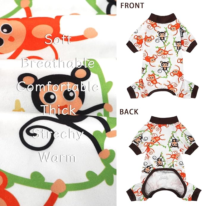 XPUDAC 4 Pack Dog Pajamas Soft Strechy Summer Doggie Clothes for Small Medium Dogs Boy Girl Cat Apparel-Mediwum