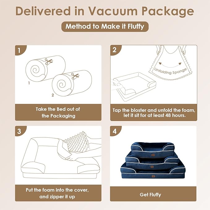 EHEYCIGA Orthopedic Dog Bed for Medium Dogs, Waterproof Memory Foam Medium Dog Beds with Sides, Non-Slip Bottom and Egg-Crate Foam Pet Couch Bed with Washable Removable Cover, Navy