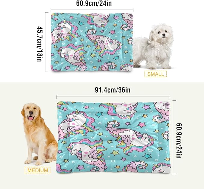Mermaid Unicorn Pet Bed for Small/Medium Dogs Cat | Pet Mat for Dog Cat Crates | Durable Polyester and Non-Slip Bottom Pet Bed, 24x36in