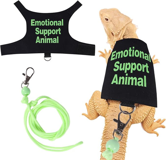 Bearded Dragon Harness and Leash Set Adjustable Reptile Lizard Leash Rope Vest Clothes Starter Kit Accessories for Small Animal Outdoor Walking Training