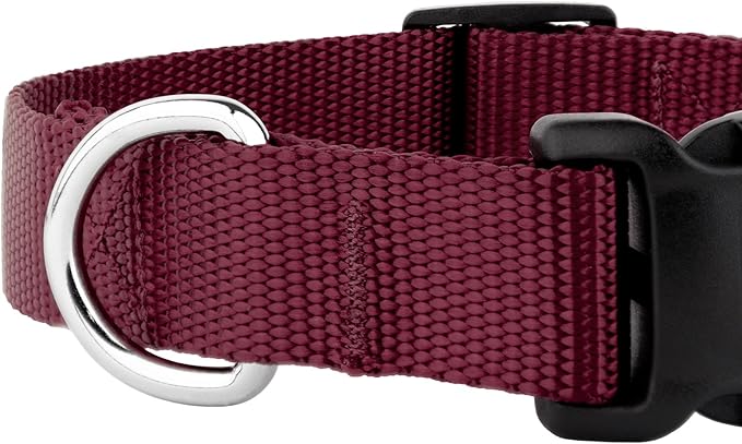Country Brook Petz - American-Made Dog Collar for Large, Medium, and Small Dogs and Puppies - Deluxe Heavy Duty Nylon in 33 Dazzling Colors (Large, 1 Inch Wide, Burgundy)