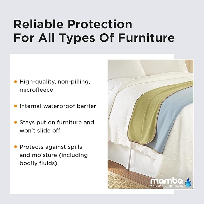 Mambe 100% Waterproof Furniture Cover Twin Loveseat, 70" x 90", Chocolate Cappuccino - Pets and People - for All Types of Furniture and Bedding from Spills, Accidents, and Normal Wear and Tear