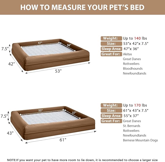 WNPETHOME Washable Dog Beds Large Sized Dog, XXXL Dog Couch, Orthopedic Dog Sofa Bed with Removable & Waterproof Cover, Extra Large Dog Bed with Bolster Sides for Sleeping, Giant Dog Couch with Sides
