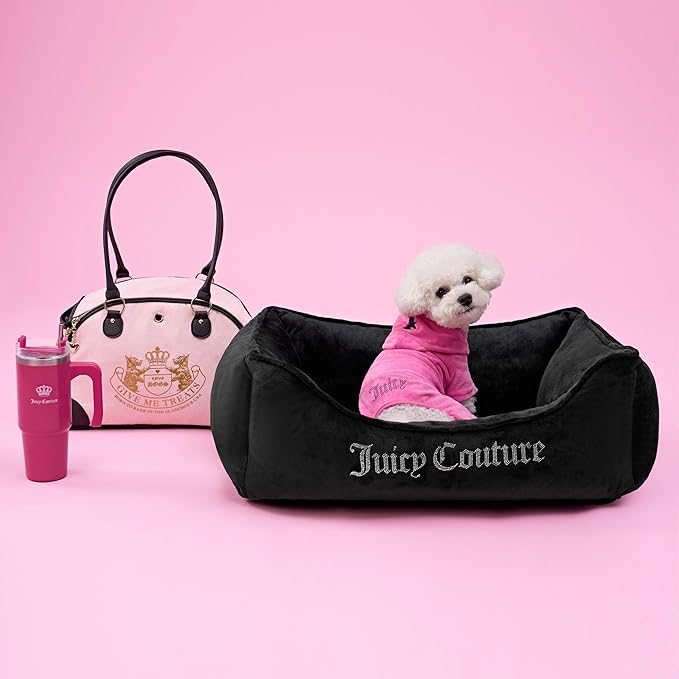 Juicy Couture Hooded Pet Juicy Bling Velour Tracksuit Chest 24 inches for Small Dogs and Cats - Pink - M/L