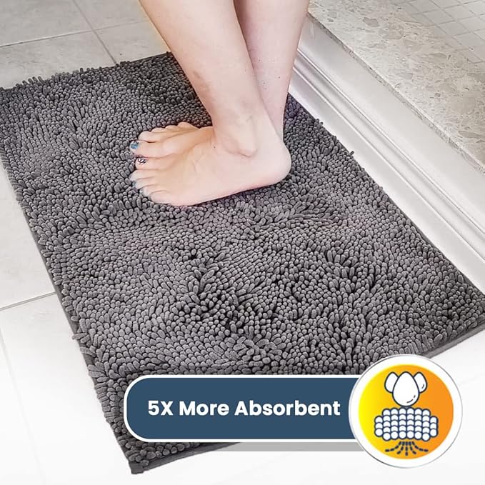 Muddy Mat® Shown on TV – Super Absorbent Microfiber Dog Door Mat for Muddy Paws, Non-Slip Washable Pet Rug, Quick Dry Chenille Entryway Carpet, Machine Washable Indoor Outdoor mat, Grey 35"x24"