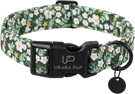 Summer Dog Collar, Flower Print Dog Collar with Adjustable Plastic Buckle, Lightweight Cute Pet Collar, Ideal Gift for Boy Girl Dogs