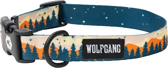 Wolfgang Heavy Duty, Adjustable Dog Collar with Quick Release Nylon Buckle for Walking & Training, Overland Print, Small