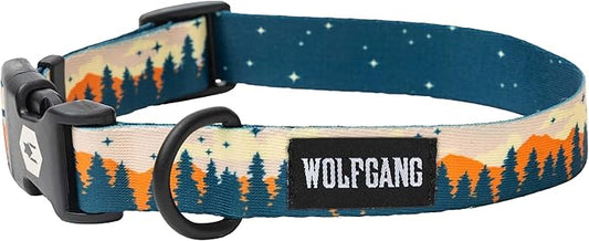 Wolfgang Heavy Duty, Adjustable Dog Collar with Quick Release Nylon Buckle for Walking & Training, Overland Print, Small