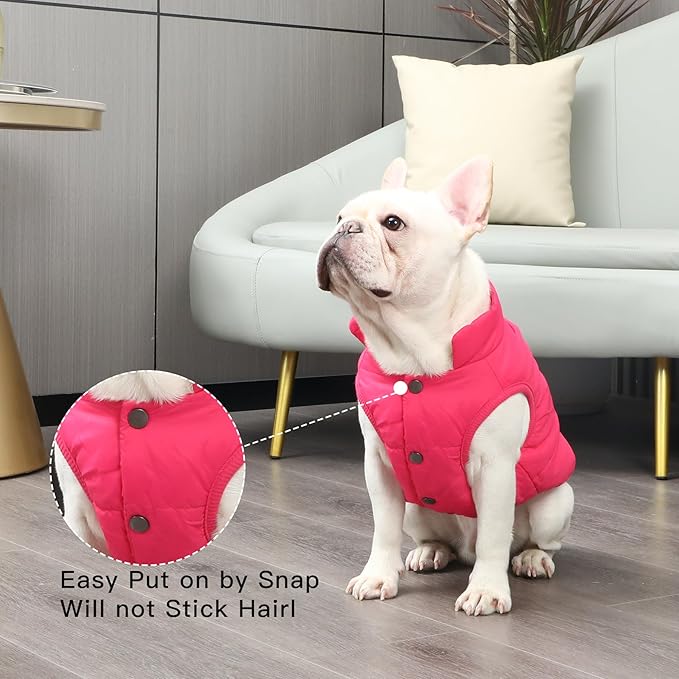 2 Layers Fleece Lined Warm Dog Jacket for Puppy Winter Cold Weather,Soft Windproof Small Dog Coat,Pink S