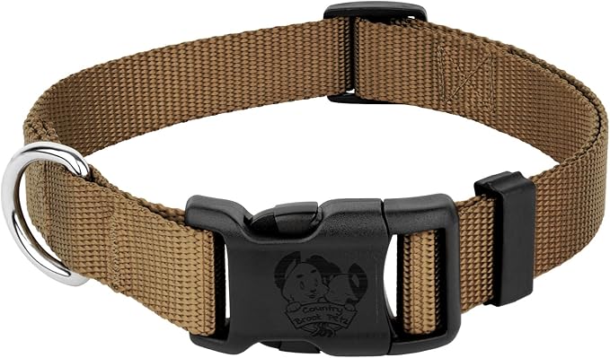 Country Brook Petz - American-Made Dog Collar for Large, Medium, and Small Dogs and Puppies - Deluxe Heavy Duty Nylon in 33 Dazzling Colors (2XS, 3/8 Inch Wide, Coyote Tan)
