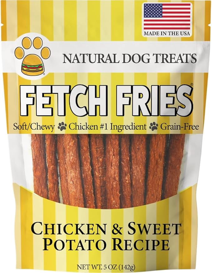 Chicken and Sweet Potato Dog Treats, Soft Chicken Jerky for Small and Large Breeds, Naturally Healthy, Made in The USA (5 oz)