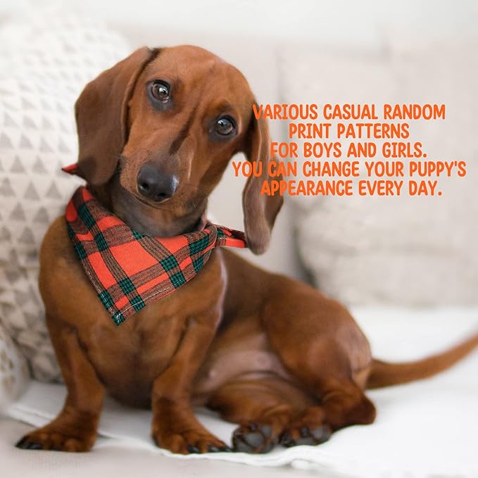 50 Pcs Bandanas for Dogs Plaid Dog Bandana Washable Puppy Bandana Triangle Dog Drool Bibs Dog Hankerchief Girl Comfortable Scarfs for Small Medium Large Dogs Girl Boy Pet Accessories