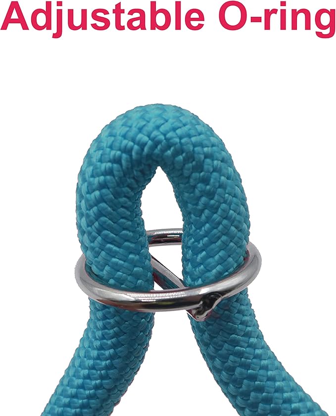 Braided Round Martingale Dog Collar, Training Collar with Slidable Stop Ring - Ideal for Large Dogs (XL(1/2") - 26" Long, Light Blue)
