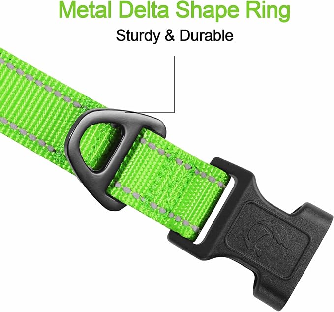 Joytale Reflective Dog Collar,Soft Neoprene Padded Breathable Nylon Pet Collar Adjustable for Puppy and Small Dogs,Green XS