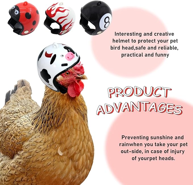 8 Pcs Chicken Helmet Safety Chicken Hats Adjustable Elastic Helmet Hens Helmet Parrot Bird Hat Pet Costumes for Small Pet Chicken Parakeet Pet Supplies