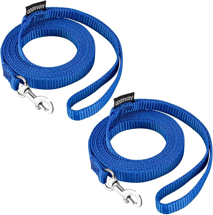 AMAGOOD 6 FT Cat Leash, Strong and Durable Traditional Style Leash with Easy to Use Collar Hook,Cat Lead Great for Cats (3/8" x 6 ft,Blue(Pack of 2))