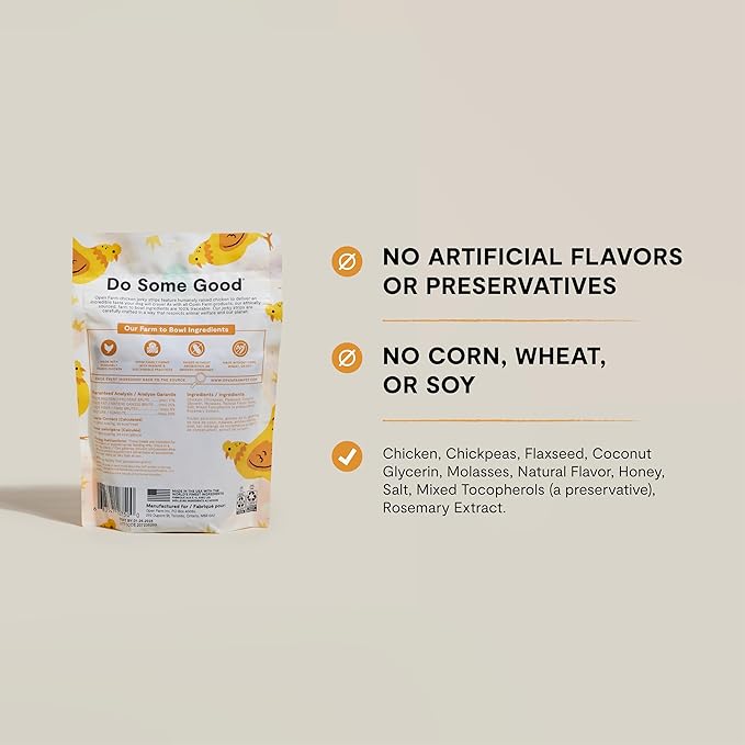 Open Farm Dehydrated Dog Treats, Gently Cooked Recipe with Natural Simple Ingredients and No Artificial Flavors or Preservatives (1 Pack Chicken Jerky)