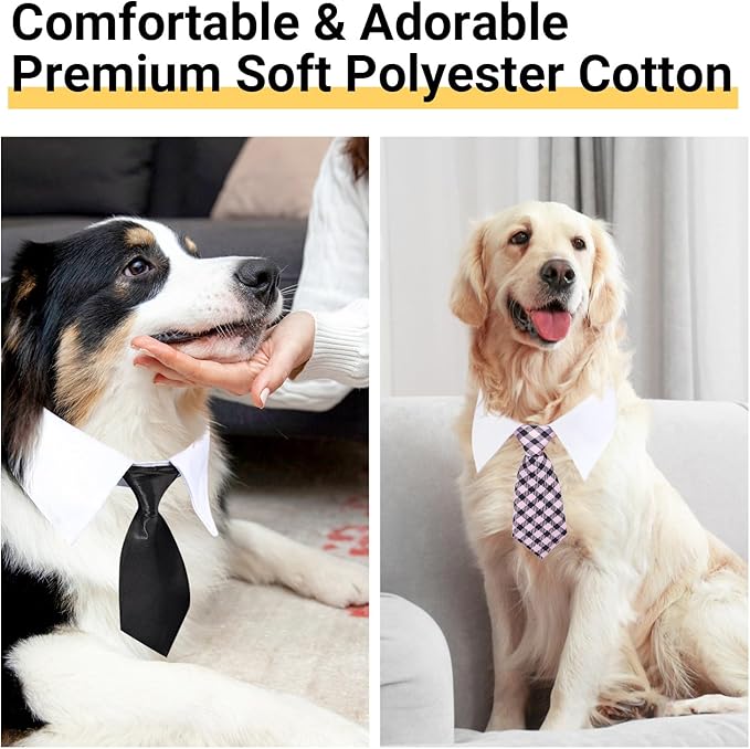 Segarty Neck Tie for Dogs, 6 Pack Adjustable Cute Pet Ties Collars Grooming Accessories Formal Wedding Costume for Medium Large Dogs, Black Red Star Dog Necktie Set Birthday Holiday Party (XL)