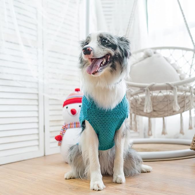 Mihachi Turtleneck Dog Sweater - Winter Coat Apparel Classic Cable Knit Clothes with Leash Hole for Cold Weather, Ideal Gift for Pet in New Year