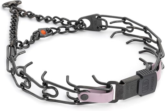 Herm Sprenger Black Stainless Steel Dog Collar with Quick Release ClicLock Buckle and Biothane Insert Training Collar Made in Germany (Pastel Purple, 23in x 3.2mm(Neck Size up to19-20in))