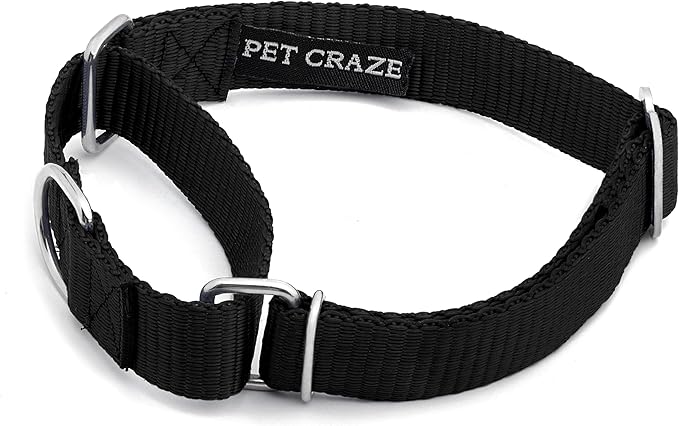 Martingale Dog Collar - Heavyduty Nylon Dog Collar with No Buckle Dog Training Collars for Medium Dogs (Black, XL)