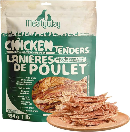 Chicken Jerky Tender Dog Treats, High Protein, Low Fat, 100% Natural Chicken & Grain Free Dog Snacks, Easy to Digest Training Treats, 454g/16 oz. Bag