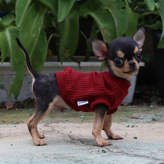 LOPHIPETS Lightweight Dog Sweaters for Puppy Small Dogs Puppy Chihuahua Yorkie Clothes-Red/XXS